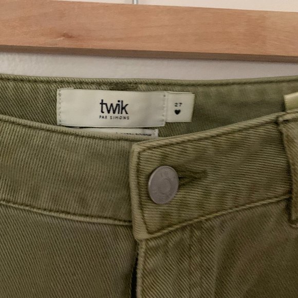 Straight leg cotton olive green jeans/pants - Picture 2 of 6